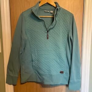 L.L. Bean Women's Quilted Quarter-Zip Pullover Teal